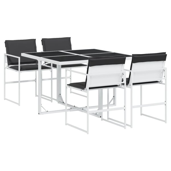 vidaXL Ensemble à manger de jardin avec coussins 5 Pièces blanc textilène