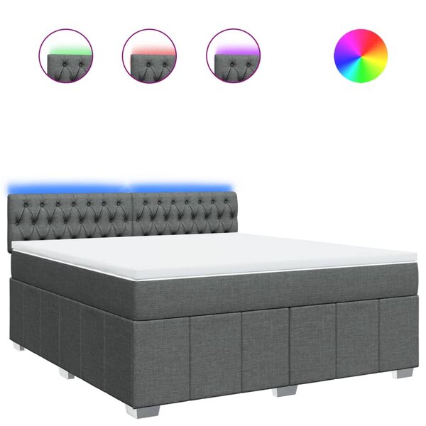 vidaXL Sommier à lattes de lit avec matelas Gris foncé 180x200cm Tissu