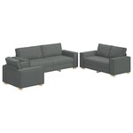 Canapé 3 pièces vidaXL avec coussins en tissu gris foncé