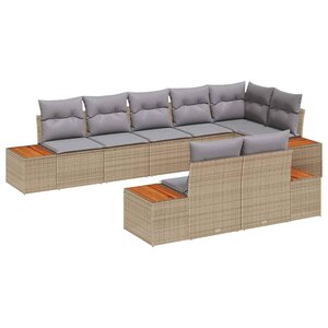 vidaXL Ensemble de canapé de jardin 8 Pièces Beige et Gris clair