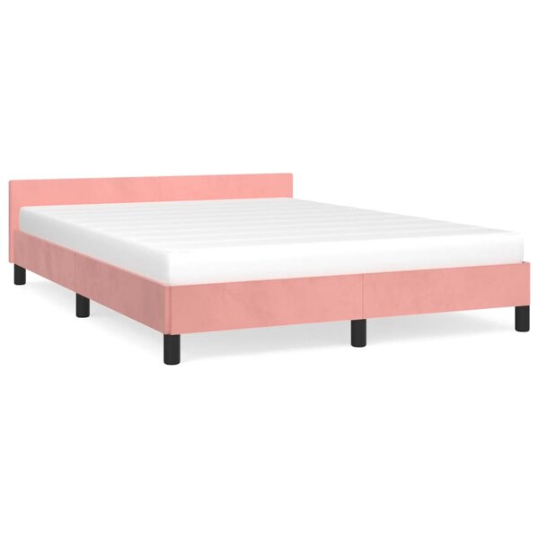 vidaXL Cadre de lit avec tête de lit Rose 140x200 cm Velours