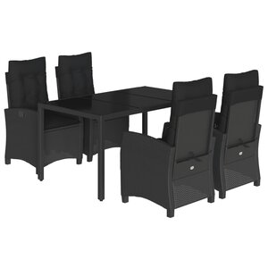 vidaXL Ensemble à manger de jardin coussins 5Pièces Noir Résine tressée