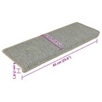 vidaXL Tapis d'escalier autocollants 15 Pièces 65x21x4 cm Gris