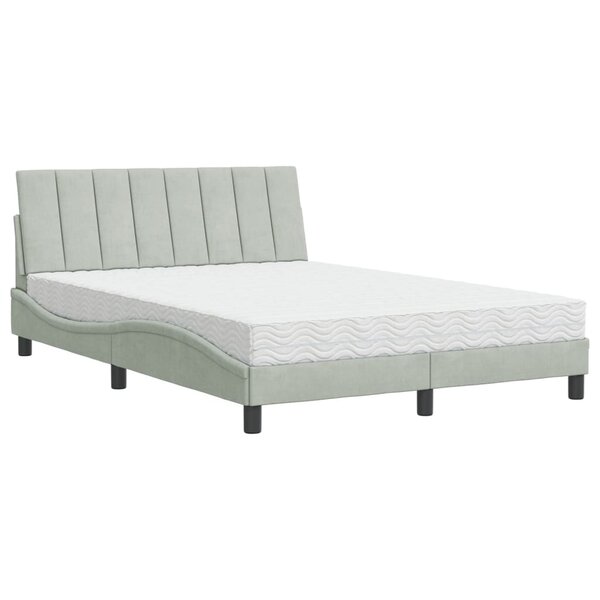 vidaXL Lit avec matelas gris clair 140x200 cm velours