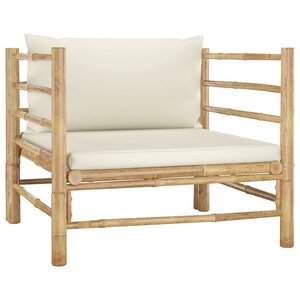 vidaXL Canapé de jardin avec coussins blanc crème Bambou