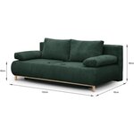 Banquette convertible 3 places MIKA - Velours côtelé Vert foret - Coffre de rangement - 192 x 84 x 93 cm