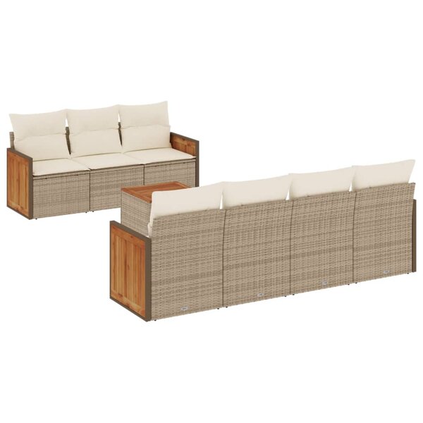 vidaXL Salon de jardin avec coussins 8 Pièces beige résine tressée