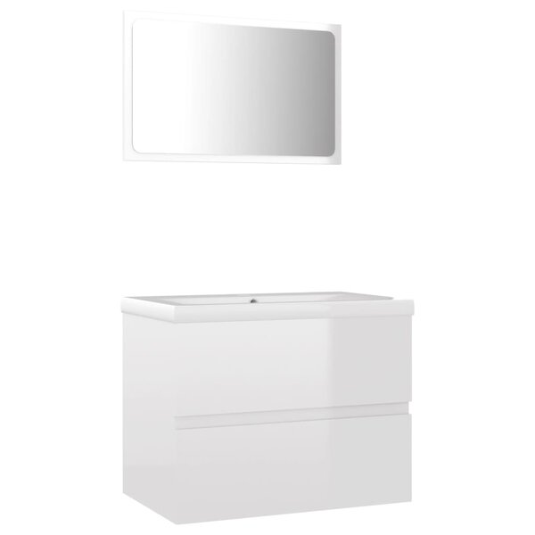 vidaXL Ensemble de meubles de salle de bain Blanc brillant Aggloméré