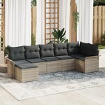 vidaXL Set de canapé de jardin 7 pièces avec coussins gris clair en rotin synthétique