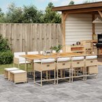 vidaXL Ensemble à manger de jardin et coussins 13 Pièces beige
