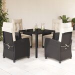 vidaXL Ensemble à manger de jardin coussins 5Pièces Noir Résine tressée