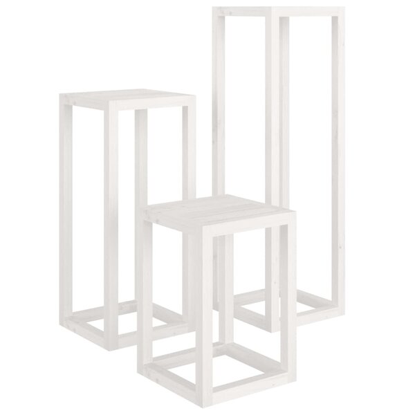 vidaXL Ensemble de supports pour plantes 3Pièces Blanc Bois de pin massif