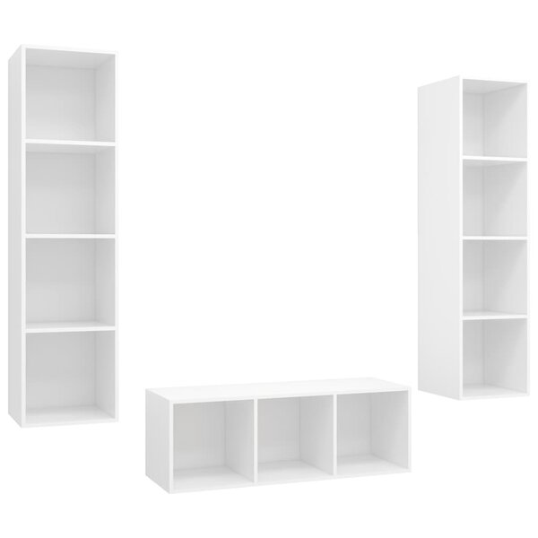 vidaXL Ensemble de meuble TV 3 Pièces Blanc Aggloméré