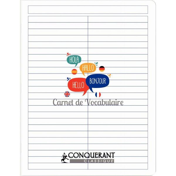 Carnet de vocabulaire 96 pages  format 17 x 22 cm CONQUERANT