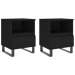 vidaXL Tables de chevet 2 Pièces noir 40x35x50 cm bois d’ingénierie