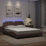 vidaXL Cadre de lit avec lumières LED marron 160x200 cm similicuir
