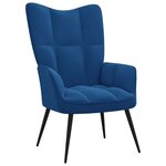 vidaXL Chaise de relaxation avec tabouret Bleu Velours