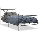 vidaXL Cadre de lit métal avec tête de lit/pied de lit noir 90x200 cm