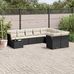 vidaXL Salon de jardin 10 Pièces avec coussins noir résine tressée