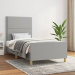 vidaXL Cadre de lit avec tête de lit Gris clair 90x190 cm Tissu