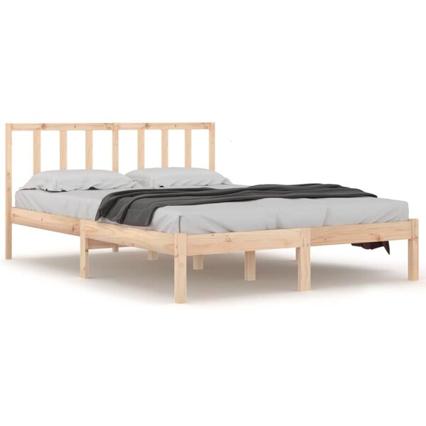 vidaXL Cadre de lit bois de pin massif 135x190 cm double