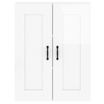 vidaXL Armoires murales 2 Pièces blanc brillant bois d'ingénierie