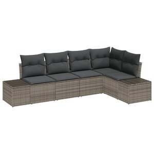 vidaXL Ensemble de canapés de jardin 5 pièces avec coussins gris en rotin synthétique