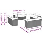 vidaXL Salon de jardin avec coussins 12 Pièces beige résine tressée