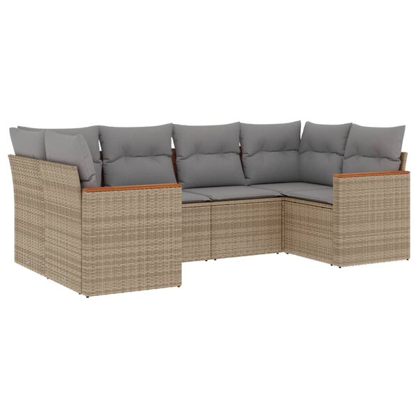 vidaXL Salon de jardin avec coussins 6Pièces mélange beige résine tressée