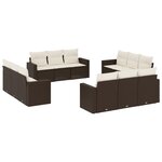 vidaXL Salon de jardin avec coussins 12 Pièces marron résine tressée