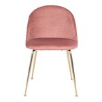 2 chaises de salle à manger en velours rose avec pieds en laiton