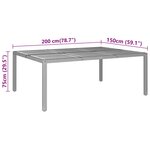 vidaXL Table de jardin 200x150x75 cm Acacia et résine tressée Gris