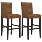 vidaXL Chaises de bar lot de 2 bois massif d'hévéa et tissu