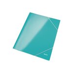 Chemise 3 Rabats Elastique WOW A4 Carton Pelliculé Bleu glacé LEITZ