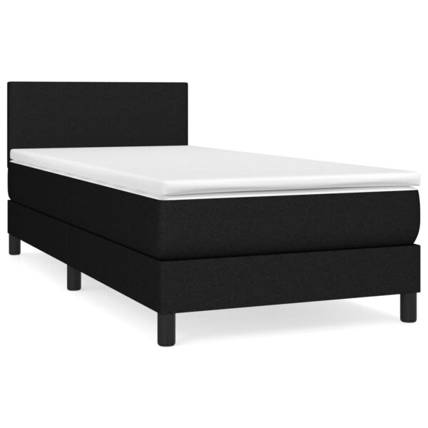 vidaXL Sommier à lattes de lit avec matelas Noir 90x200 cm Tissu