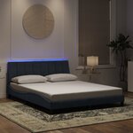 vidaXL Cadre de lit avec lumières LED gris foncé 160x200 cm velours