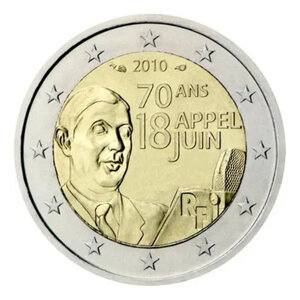 2 euros commémorative France 2010 - Appel du 18 juin.