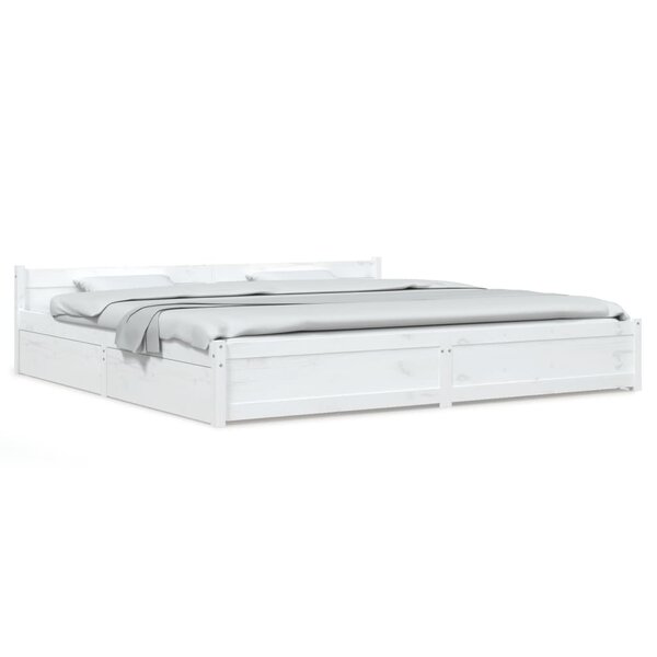 vidaXL Cadre de lit avec tiroirs Blanc 180x200 cm Super King