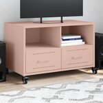 vidaXL Meuble TV rose 68x39x43 5 cm acier laminé à froid