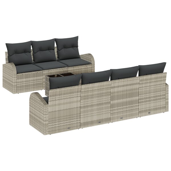 Ensemble de Canapés de Jardin vidaXL 8 Pièces avec Coussins Gris Clair Rattan Synthétique