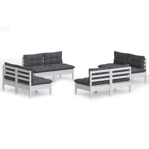 vidaXL Salon de jardin 8 Pièces avec coussins anthracite Bois de pin