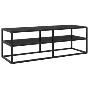 vidaXL Meuble TV noir avec verre noir 120x40x40 cm