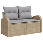 Ensemble de canapé de jardin vidaXL 6 pièces avec coussins Beige Poly Rattan Acacia