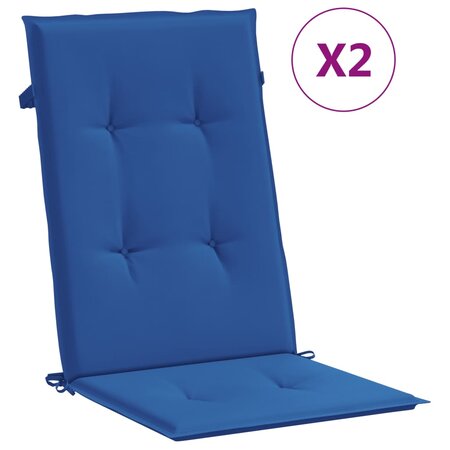 vidaXL Coussins de chaise de jardin à dossier haut lot de 2 bleu royal