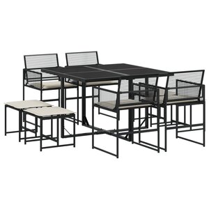 vidaXL Ensemble à manger de jardin 9Pièces coussins noir résine tressée