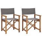 vidaXL Chaises de metteur en scène lot de 2 Bois de teck massif Gris
