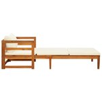 vidaXL Chaise longue avec coussins blanc crème Bois d'acacia solide