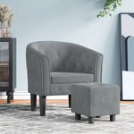 vidaXL Fauteuil avec repose-pied gris foncé velours