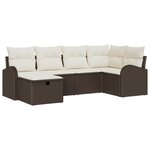 vidaXL Ensemble de canapé de jardin de 6 pièces avec coussins Marron Poly Rattan