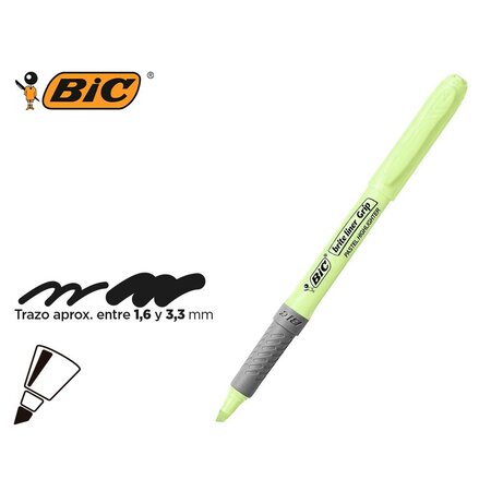 Surligneur highlighter grip caoutchouc pointe moyenne biseautee vert pastel x 12 bic